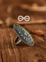 The Shield Of Flowers - Oxidised Boho Ring