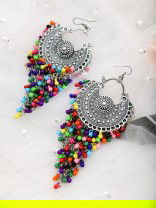 The Colourful Intricacy - Oxidised Boho Earrings