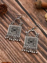 The Embellished Trunk - Oxidised Boho Earrings - Silver