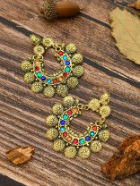 The Intricate Sun - Oxidised Golden Earrings