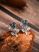 The Artistic Flower - Tiny Trinket Earrings - Silver