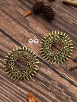The Motif Sun Oxidised Boho Earrings (Golden)