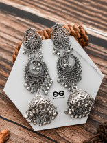 A Indo-Western Artwork - Oxidised Boho Earrings
