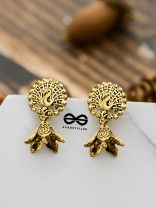 The Little Golden Peacock - Tiny Trinket Earrings