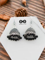 The High on Detail - German Silver Jhumkis - Black