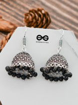 The High on Detail - German Silver Jhumkis - Black