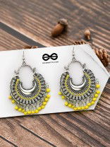 The Motif Moon - Oxidised Chandbali Earrings (Yellow)