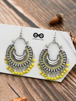 The Motif Moon - Oxidised Chandbali Earrings (Yellow)