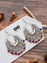 The Motif Moon - Oxidised Chandbali Earrings (Multi Color)