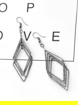 The Shimmery Rhombus - Dark Grey Elegant Earrings