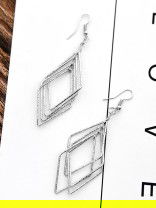 The Shimmery Rhombus - Silver Elegant Earrings