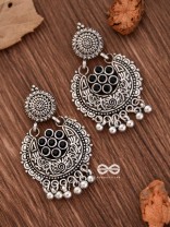 The Peppy Touch - Oxidised Boho Earrings (Black)