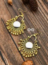 Motif Mirrors on My Ears - Oxidised Boho Earrings - Golden