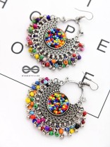 A Playful Delight - Multicoloured Oxidised Boho Earrings