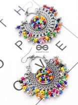 A Playful Delight - Multicoloured Oxidised Boho Earrings