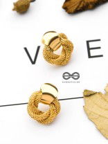 An Elegant Fantasy - Golden Criss-Cross Studs