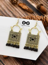 The Embellished Trunk - Oxidised Boho Earrings - Golden Black