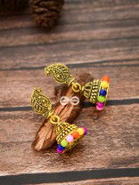 The Golden Multicoloured Jhumkis - Tiny Trinket Earrings