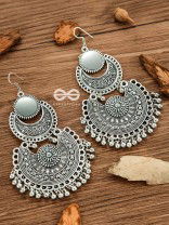 The Double Mirror Chandbalis - Oxidised Boho Earrings