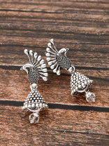 The Little Peacock Jhumkis - Tiny Trinket Earrings