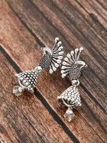 The Little Peacock Jhumkis - Tiny Trinket Earrings