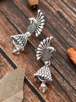 The Little Peacock Jhumkis - Tiny Trinket Earrings