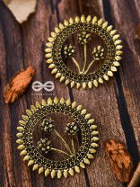 The Artsy Bohemian Sun - Oxidised Boho Earrings (Golden)