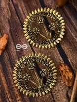 The Artsy Bohemian Sun - Oxidised Boho Earrings (Golden)