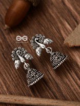 The Little Peacock Jhumki - Tiny Trinket Earrings