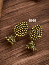 The Little Dotted Jhumki (Golden) - Tiny Trinket Earrings