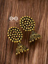 The Little Dotted Circled Jhumkis (Golden) - Tiny Trinket Earrings