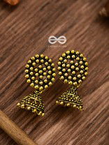 The Little Dotted Circled Jhumkis (Golden) - Tiny Trinket Earrings