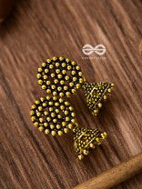 The Little Dotted Circled Jhumkis (Golden) - Tiny Trinket Earrings