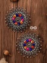 A Colourful Dark Fantasy -Oxidised Boho Earrings