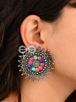 A Colourful Dark Fantasy -Oxidised Boho Earrings