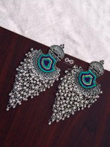 The Bohemian Jhaalar Statement Makers (Blue Hues) - The Embroidered Oxidised Collection