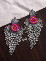 The Bohemian Jhaalar Statement Makers (Orange-Pink) - The Embroidered Oxidised Collection