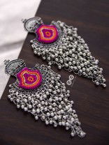 The Bohemian Jhaalar Statement Makers (Orange-Pink) - The Embroidered Oxidised Collection