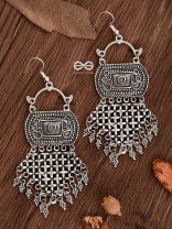 The Criss-Cross Boho Trunk - Oxidised Boho Earrings