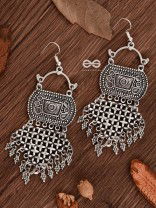 The Criss-Cross Boho Trunk - Oxidised Boho Earrings