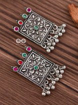A Floral Ecstasy (Multicolour) - Embellished Oxidised Earrings