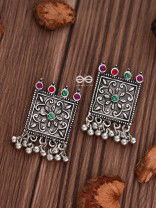 A Floral Ecstasy (Multicolour) - Embellished Oxidised Earrings