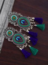 The Layered Tasseled Statement Makers (Blue Hues) - The Embroidered Oxidised Collection