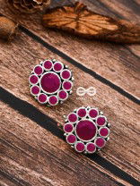 The Bling Button Studs - Ruby Red - Tiny Trinket Earrings