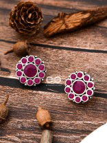 The Bling Button Studs - Ruby Red - Tiny Trinket Earrings