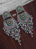 The Multi-Layered Beaded Jhaalar (Blue Hues) - Embroidered Oxidised Collection