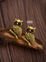The Owl on a branch Studs (Golden) - Tiny Trinket Earrings