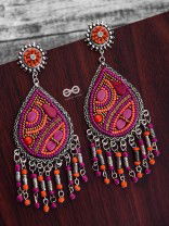 The Mesmerising Intricacy (Orange- Pink) - Embroidered Oxidised Collection