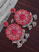 The Stunning Jaw-Droppers (Orange-Pink) - Embroidered Oxidised Collection