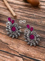The Vintage Motif Studs - Ruby Red - The Embellished Oxidised Collection